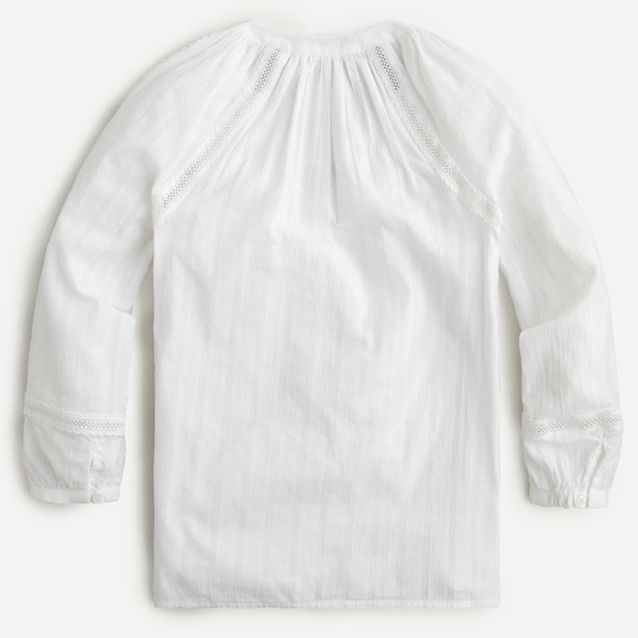 🆕 J Crew Peasant Top in Textured Voile Lace Trim - Picture 2 of 9